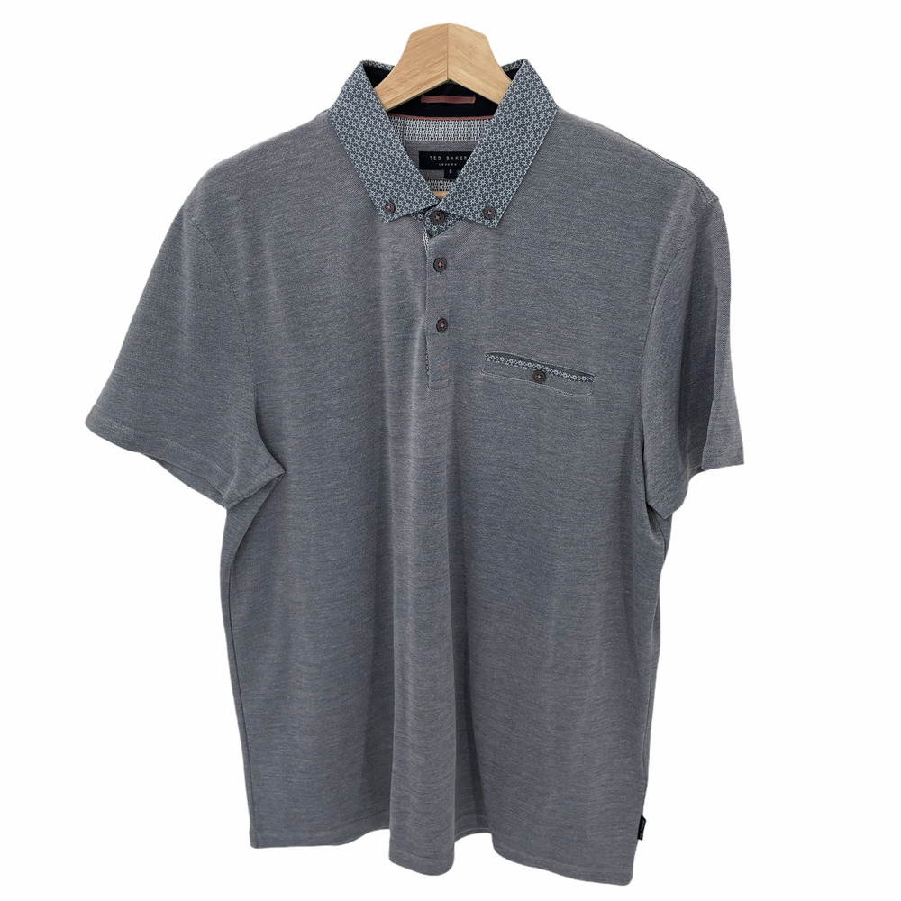 Ted Baker' Gray Contrast Collar Polo Shirt 5 XL
